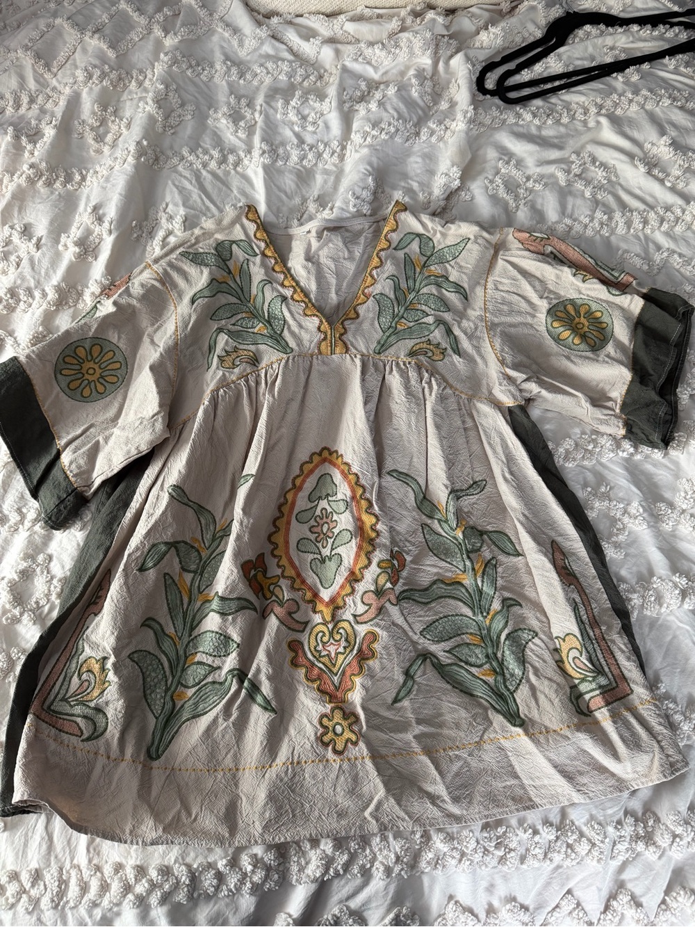 Embroidered Cream Floral Tunic Dress